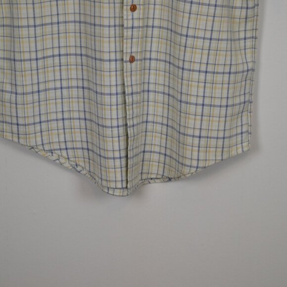 Arrow Archive Button Down Mens M  Short Sleeve Plaid One Front Pocket Shirt - Picture 3 of 8